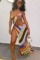 Sexy Multicolor Mesh Asymmetric Bikini Cover Up Dress image 4