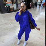 Solid Fleece Hoodie & Pants Set - XL, Deep Cobalt Blue image