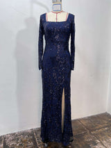 Formal Sequin Lace-Up Dress image 3