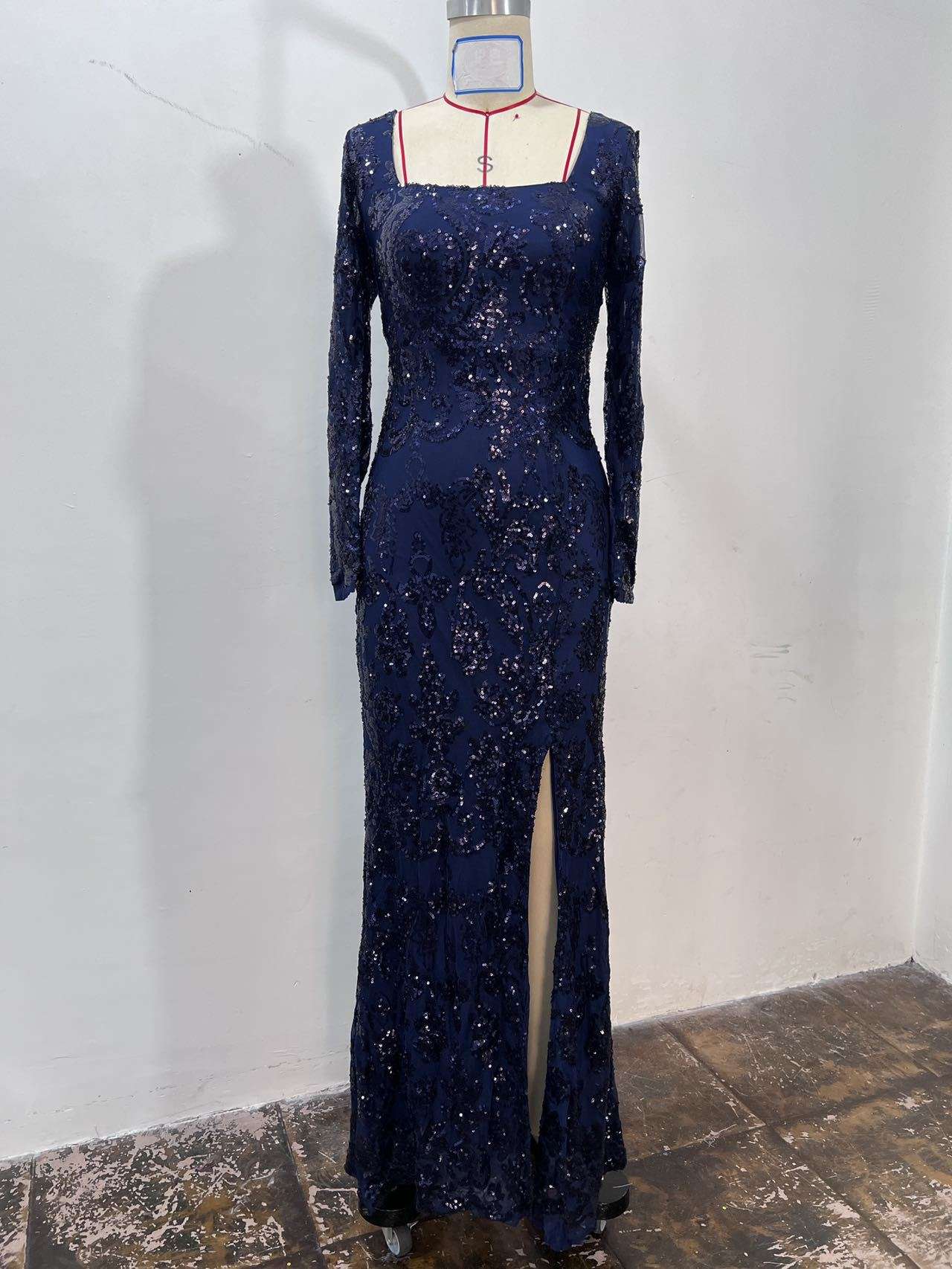 Formal Sequin Lace-Up Dress image 3