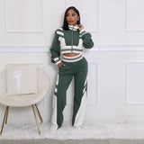 Colorblock Cropped Zipper Lougewear Set image 2