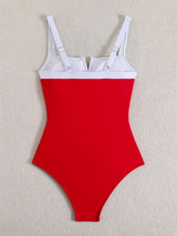 V-Wire Neckline One-Piece Swimsuit image 7