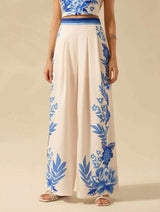 Tropical Print High-Waisted Wide-Leg Pants image 3