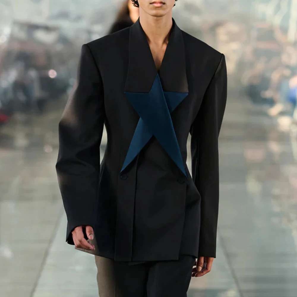 Patchwork Star Loose Chic Blazer - S, Black image