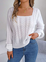 Self Design Scoop Neck Ribbed Pullover image 1