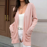 Ribbed Knit Cardigan - S, Pink image