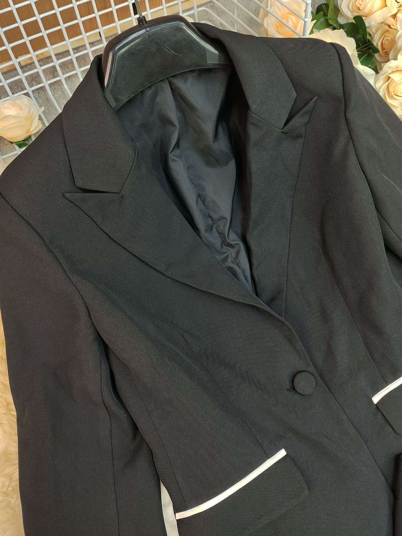 Chic Power Suit with White Piping Details image 2