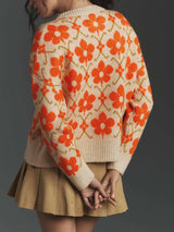 Vintage-Inspired Floral Knit Cardigan image 4
