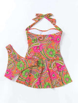 Vibrant Paisley & Floral Halter Dress & Matching Bikini Set image 2