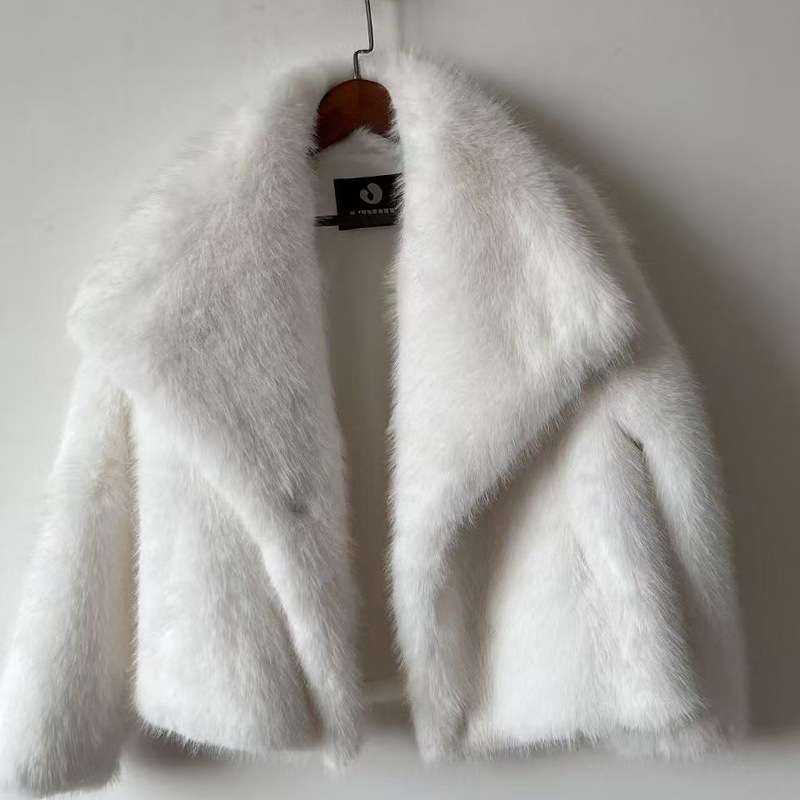 Faux Fur Coat with Oversized Collar image 6