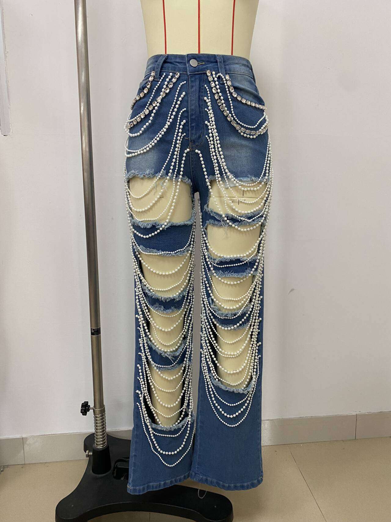 Embellished Wide-Leg Ripped Jeans image 6