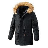 Faux Fur Hood Parka Casual Jackets - XXL, Black image