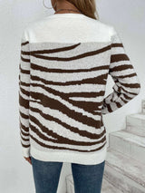 Striped Knit Sweater with Shoulder Buttons image 2