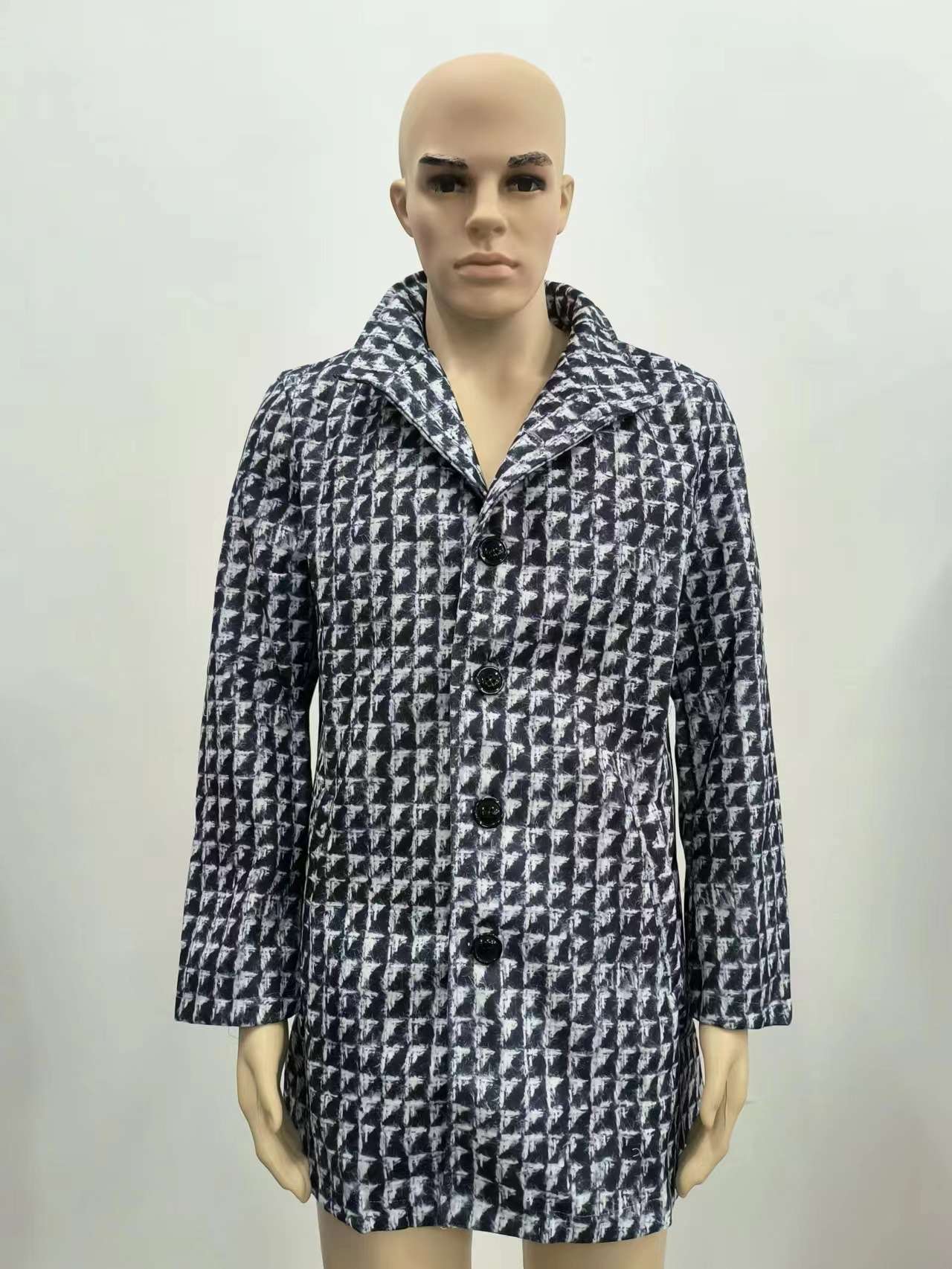 Stand collar mid-length casual coat with pockets image 6