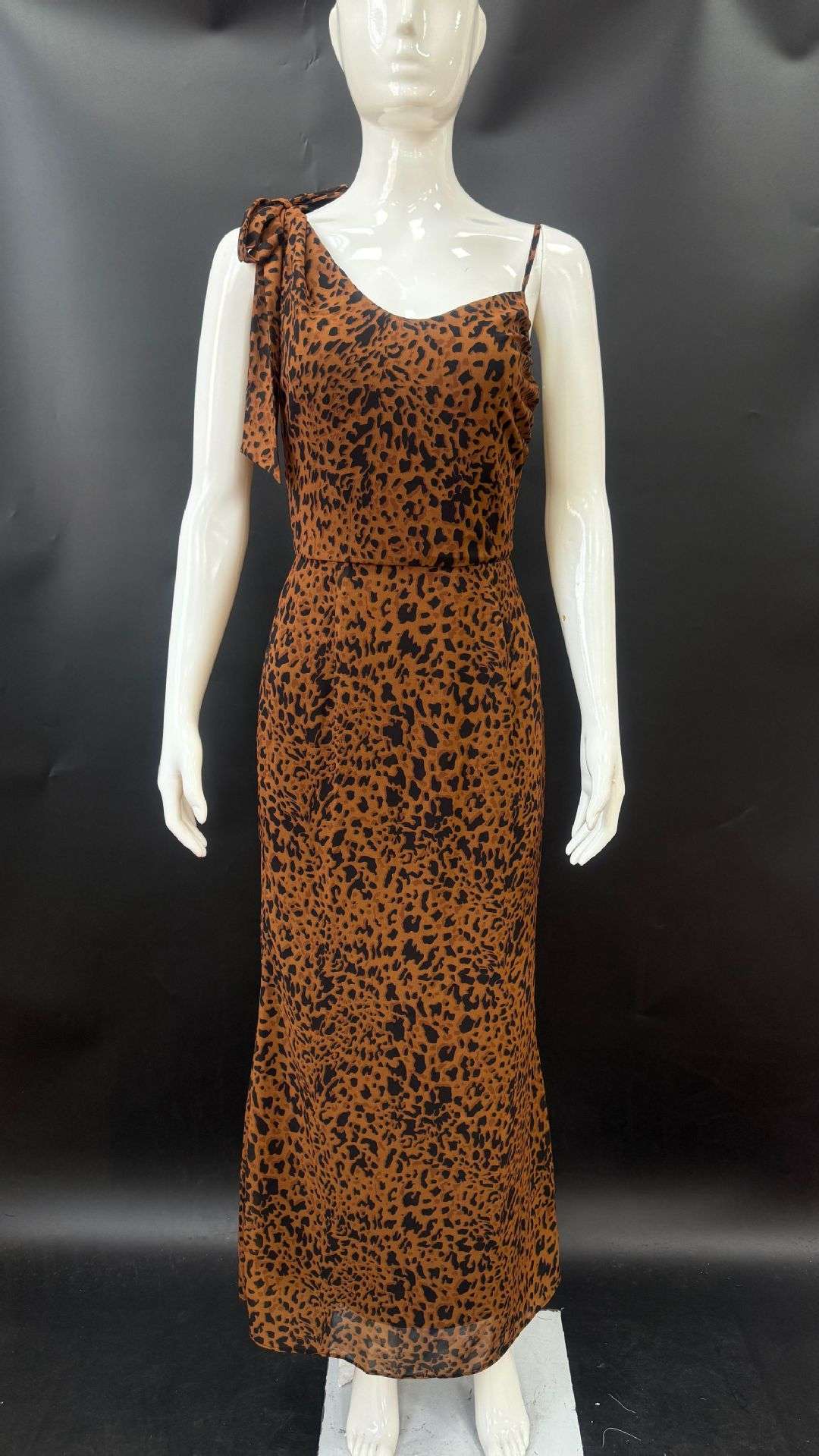 One-Shoulder Leopard Maxi Dress image 3