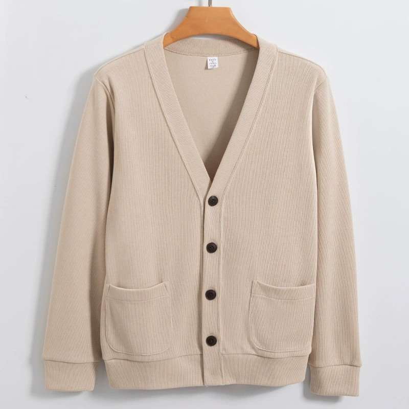 V Neck Down Sweaters Cardigan - S, Oat Beige image