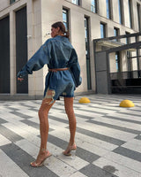 Fashion Loose Vintage Ragged Denim Dress image 2