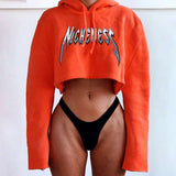Fierce Femme Cropped Hoodie - M, Orange image