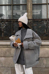 Spliced Zipper Streetwear Jackets Winter Overcoat - S, Dark Grey image