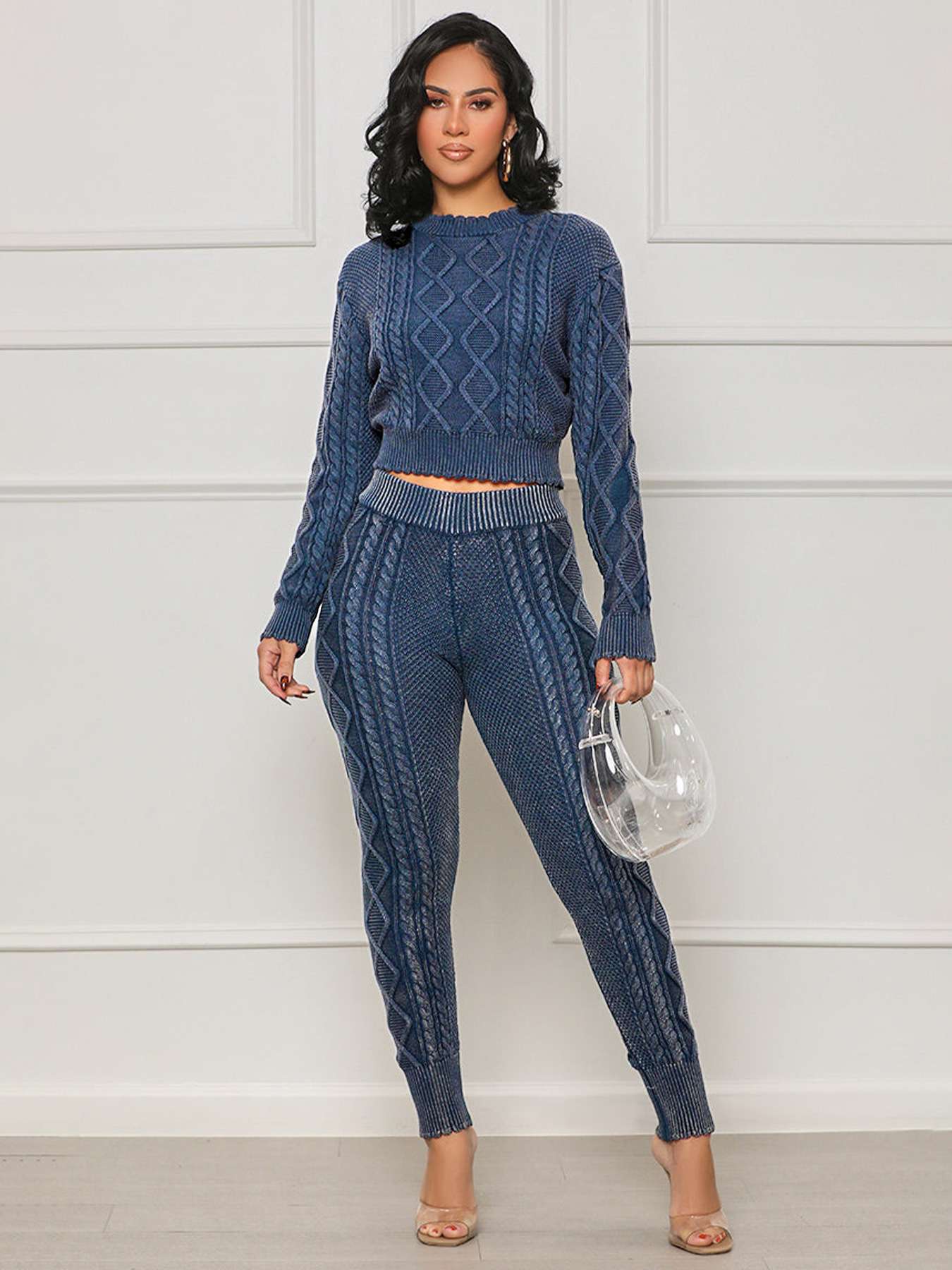 Cropped Sweater & Slim Fit Pants Set image 2