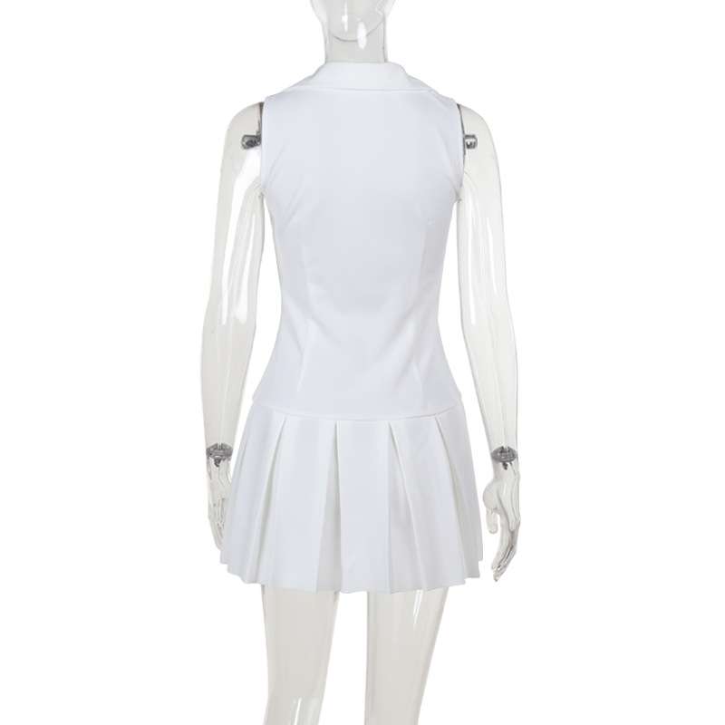 LuxeSport Pleated Zip-Up Mini Dress image 2