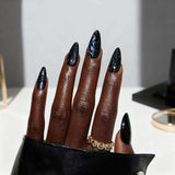 Galaxy-Inspired Black Nail Art - Free Size, Black image
