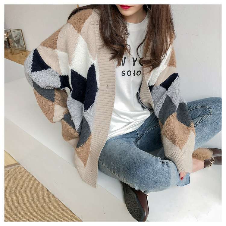 Geometric Pattern Oversized Cardigan image 4