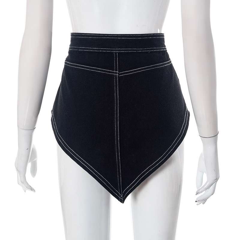 Asymmetrical High-Waisted Denim Mini Skirt image 4