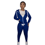 Hooded Coat and Pants Jogging Suit - M, Deep Cobalt Blue image
