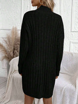 Elegant Knitted Striped Turtleneck Dress image 6