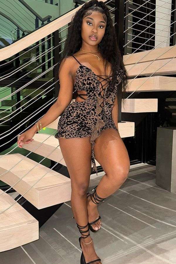 Leopard Print Cut-Out Mini Dress image 0