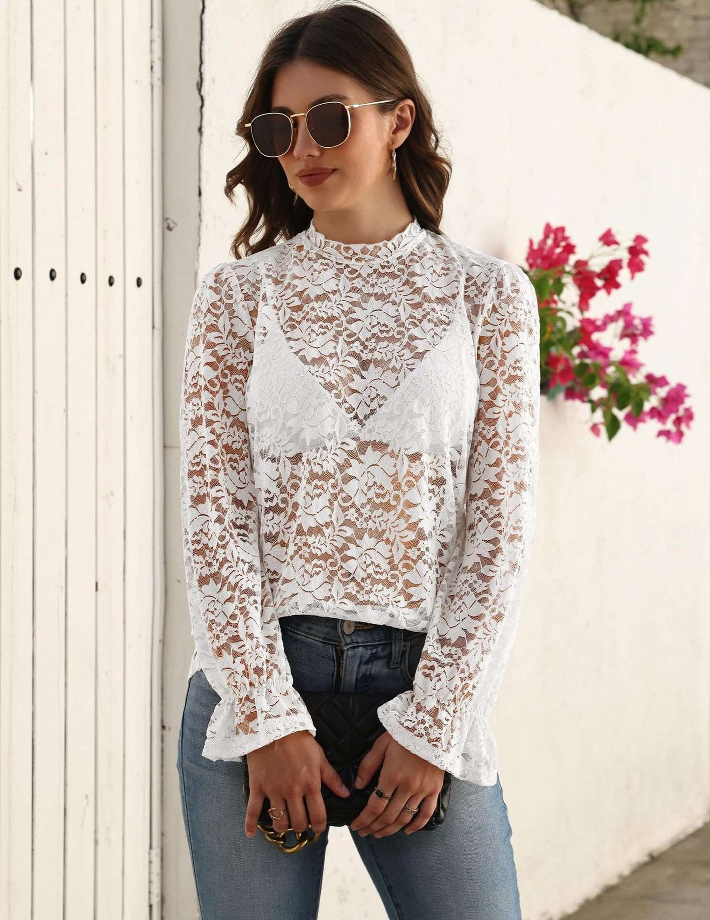 Elegant Lace Long-Sleeve Blouse image 0