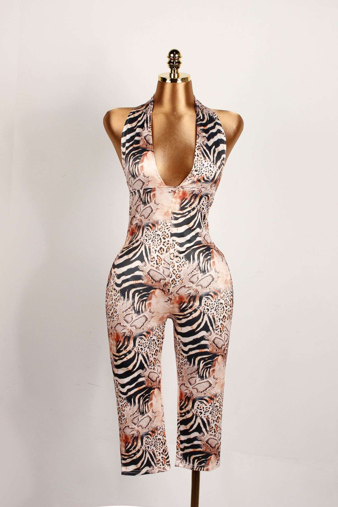 Animal Print Halter Neck Bodycon Jumpsuit image 5