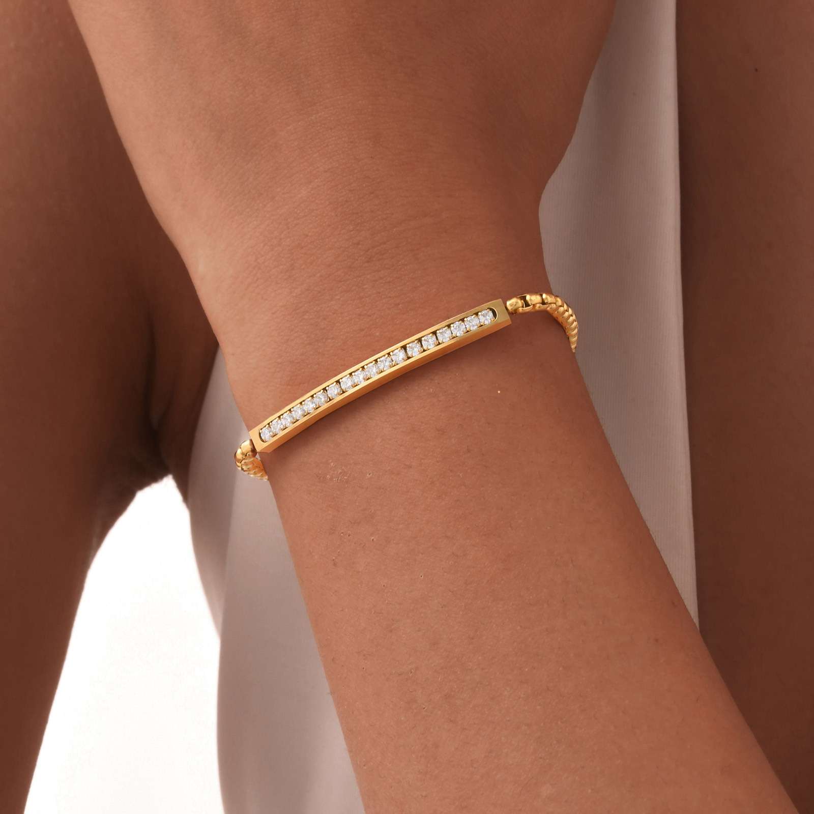 Elegant Crystal Embellishments Bracelet - Free Size, Gold image