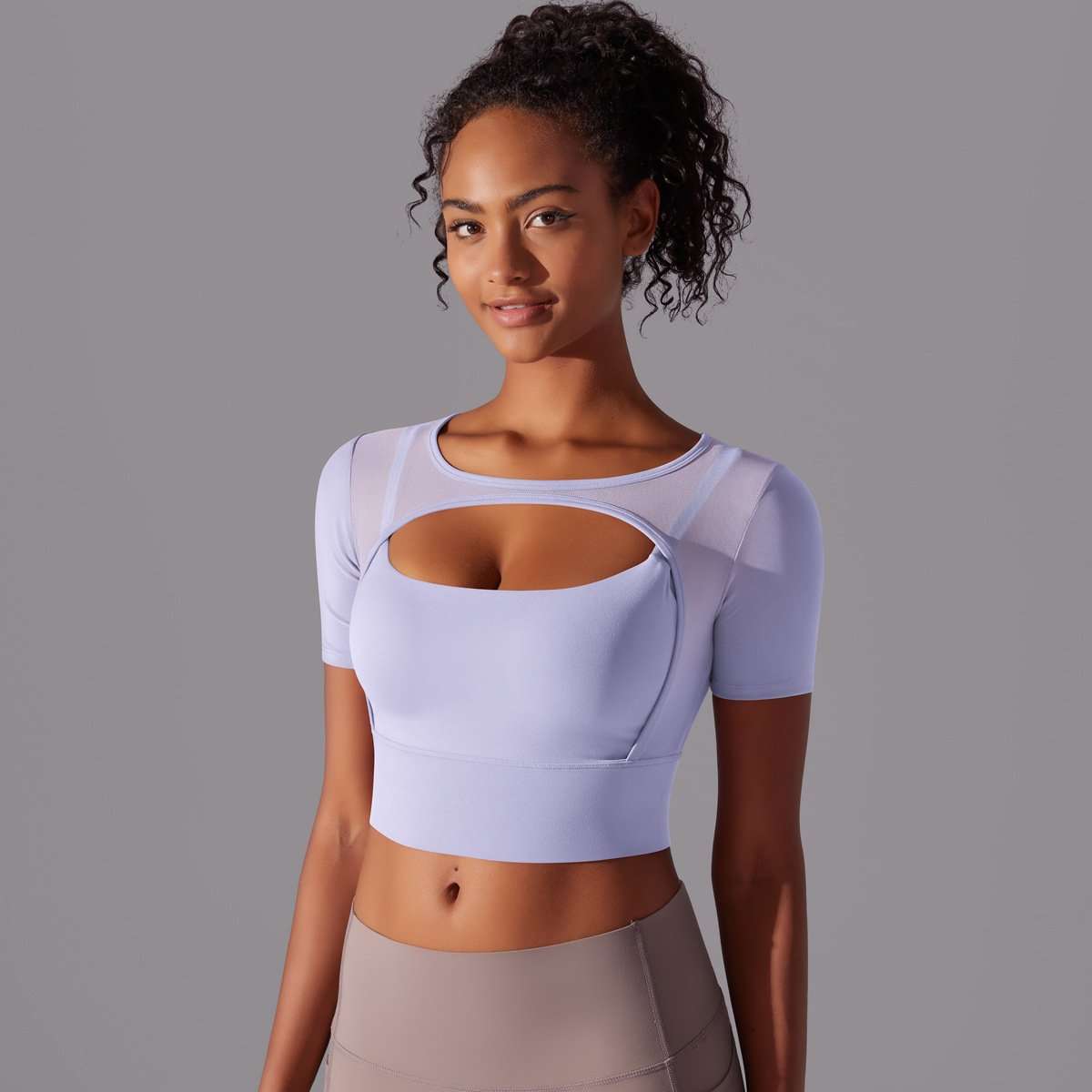 Stylish Cut-Out Sports Top - White, M image