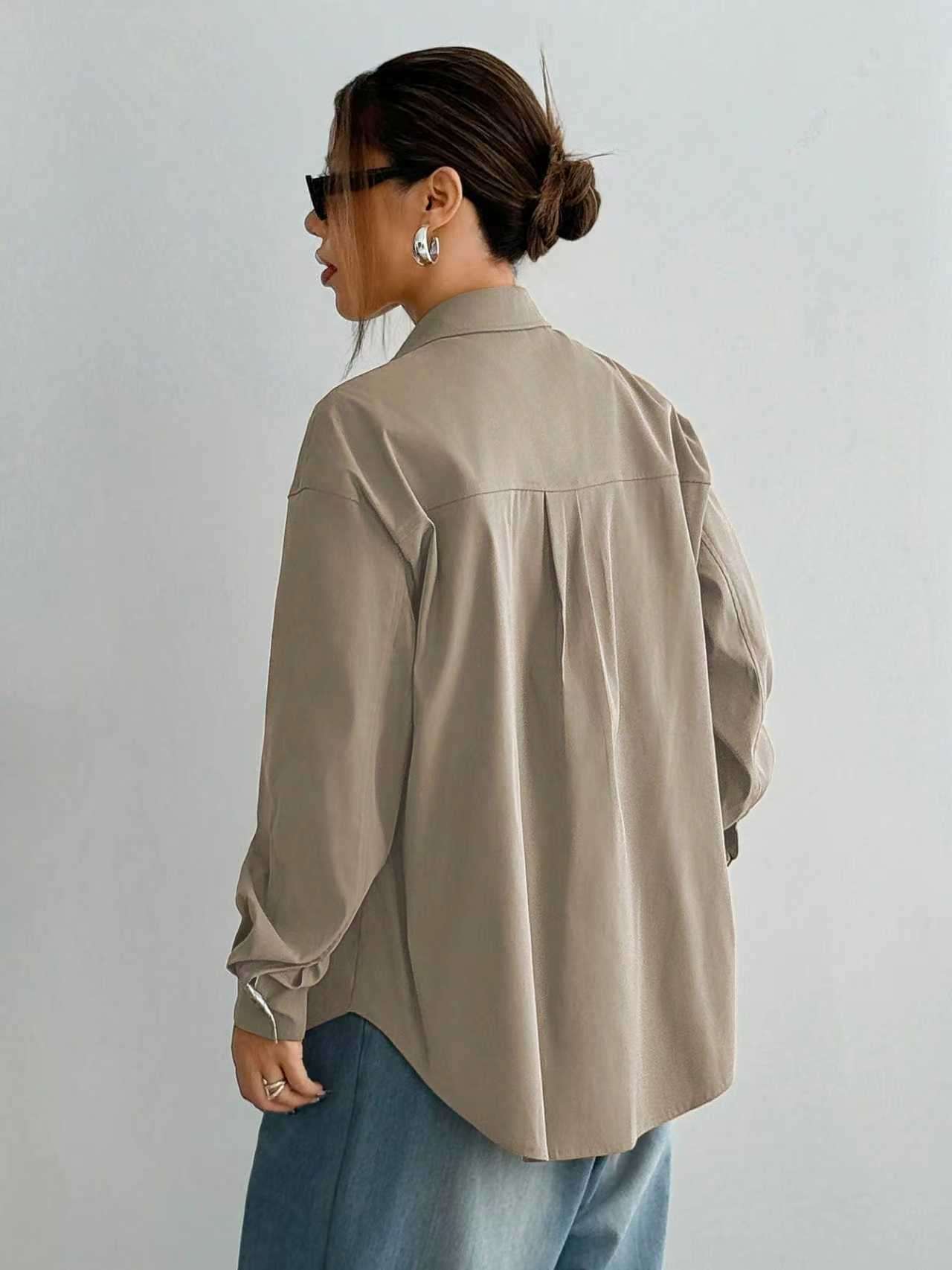 Beige Utility Jacket with Layered Hem image 2