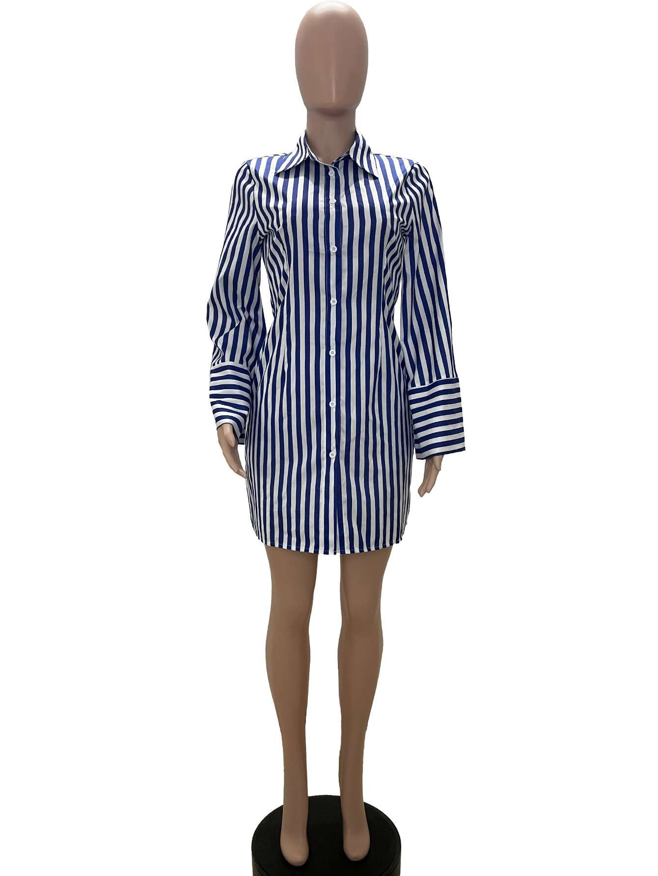 Striped Button Down Shirt Dress image 3