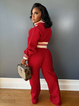 Colorblock Cropped Zipper Lougewear Set image 4