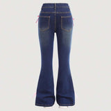 Flared Jeans with Bow & Lace-Up Detail image 4