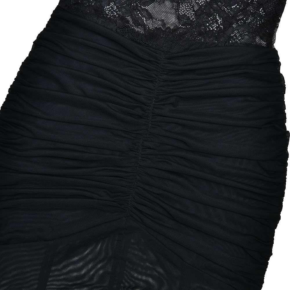 Strapless Ruched Maxi Dress with Lace image 5