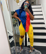 Asymmetrical Two-Tone Button-Up Shirt image 1