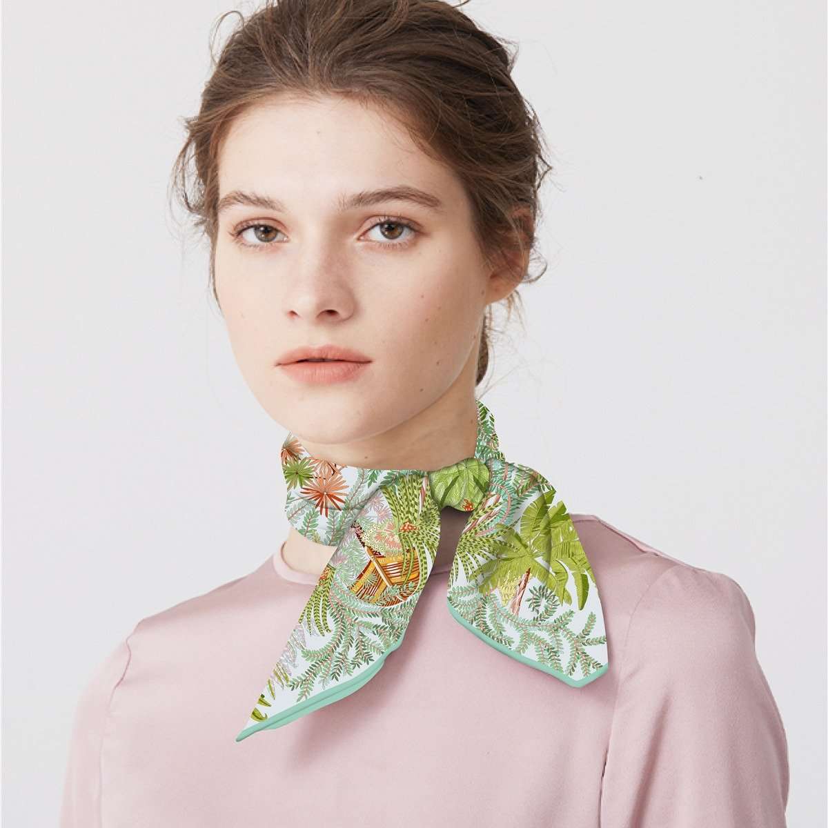 Green Trees Print Square Scarves Wraps image 1