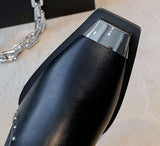 Metal Small Square Toe Chain Ankle Boots Women image 3