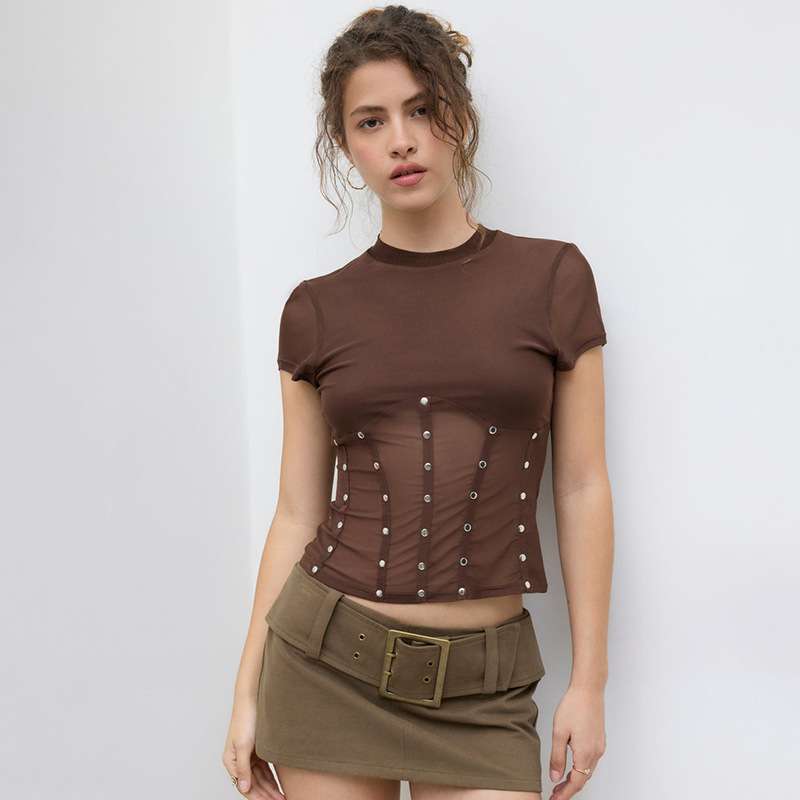 Sheer Mesh Top with Detailing image 4