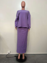 Casual Round Neck  Sweatshirt Skirt Set image 3