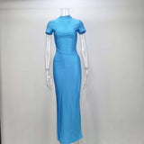 Sleek Short-Sleeve Bodycon Maxi Dress image 7