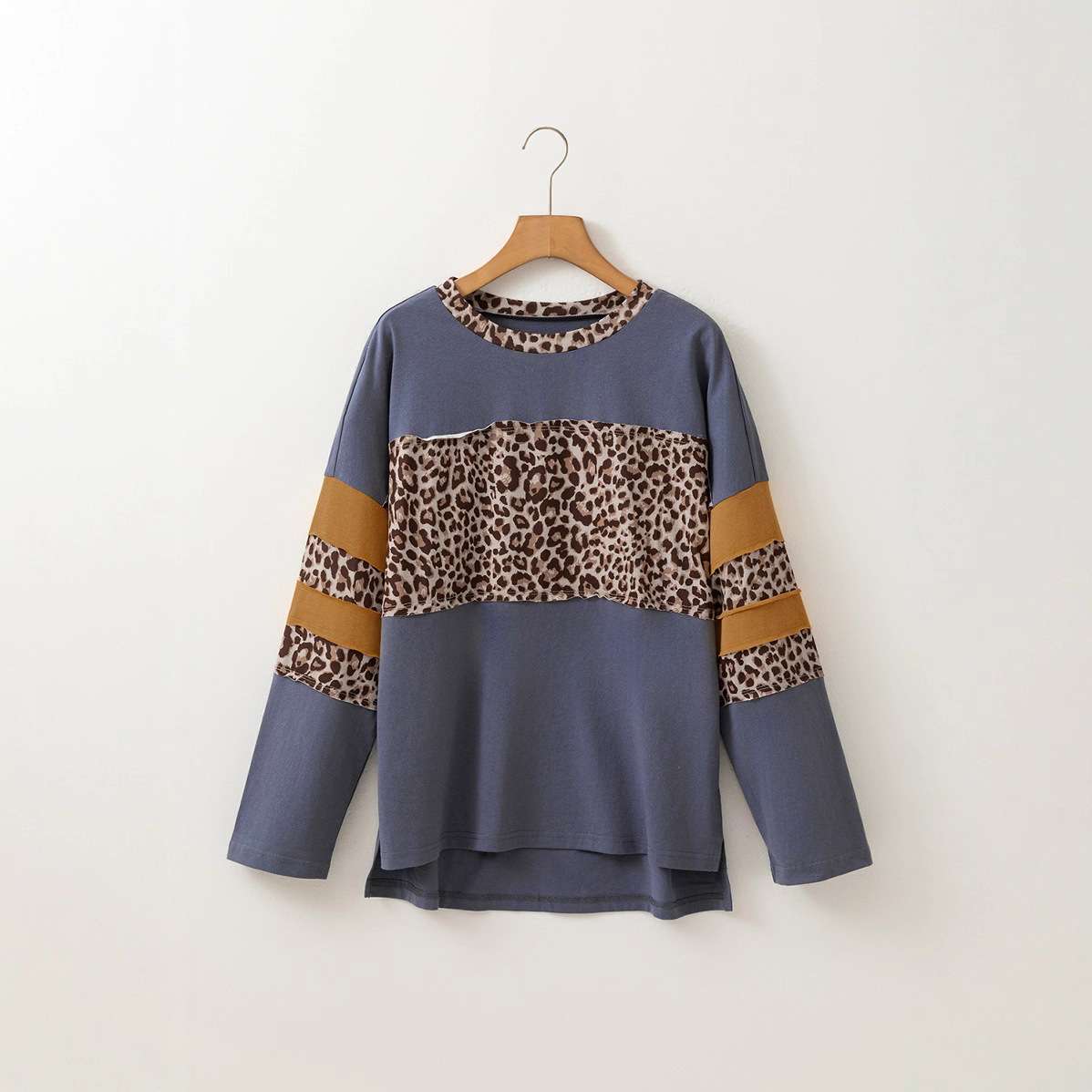 Casual Leopard-Print Colorblock Top image 4