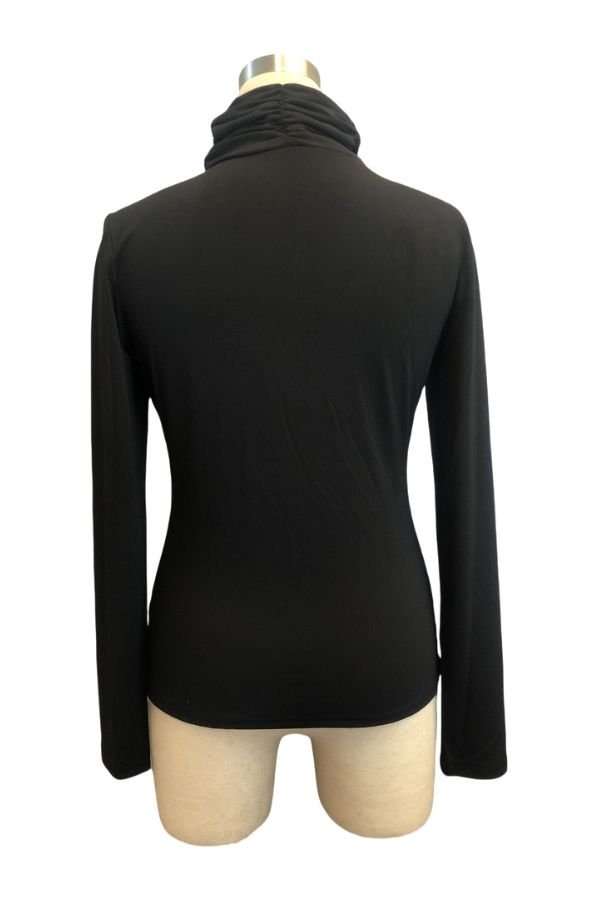 Black floral high neck ribbed top image 3