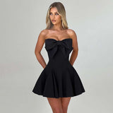Strapless Bow Embellished Dress - S, Black image