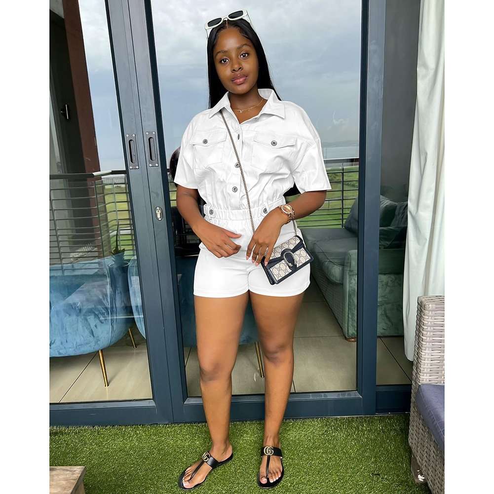 Utility Top & Shorts Set - L, White image